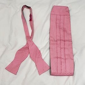 Vineyard Vines Pink Gingham Bow tie and Cummerbund Set